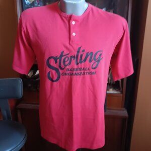 Vintage T-shirt Large Sterling Colorado Baseball Red Henley Jersey Augusta USA